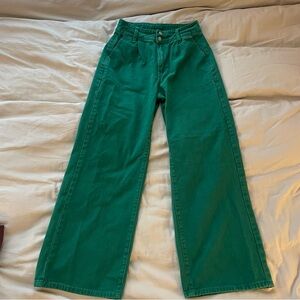 SHEIN Green High Waisted Wide Leg Women's Jeans Size 27